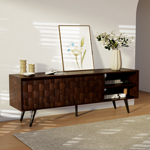 Corrigan Studio® Solid Wood TV Stand Fully Assembled, Media